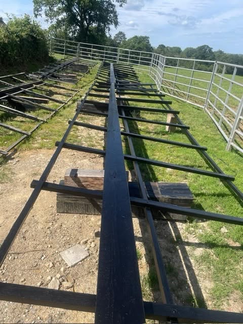 Rottingdean Windmill sweep framework laid out during specialist maintenance in Holland.